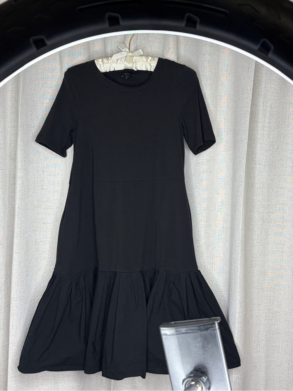 COS Black Short-Sleeve Drop-Waist Ruffle Dress